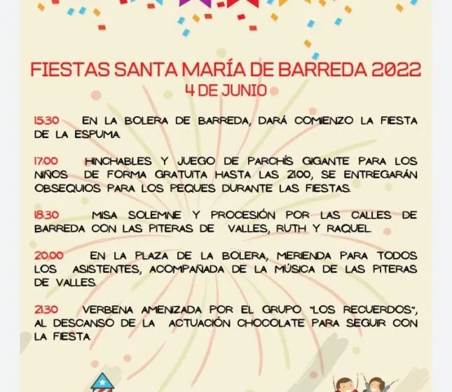  El 4 de junio se celebran las Fiestas Santa María de Barreda