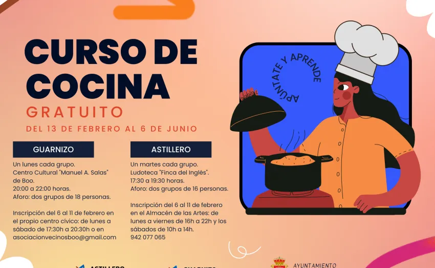  EL AYUNTAMIENTO DE ASTILLERO VUELVE A LANZAR LOS CURSOS DE COCINA EN ASTILLERO Y GUARNZO