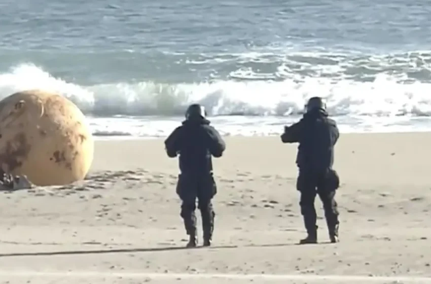  Una misteriosa bola metálica aparece en una playa de Japón