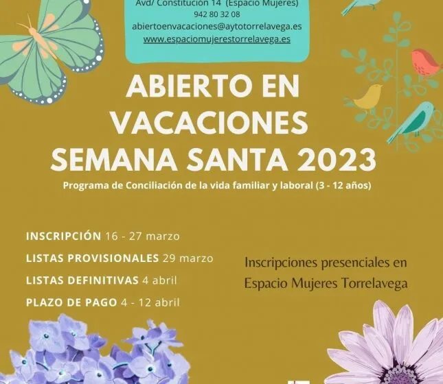  Torrelavega abre el plazo de solicitud para participar en ‘Abierto en Vacaciones: Semana Santa 2023’