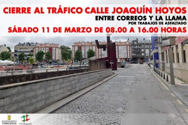 La calle Joaquín Hoyos, tramo entre Correos y La LLama, estará cerrada al tráfico este sábado
