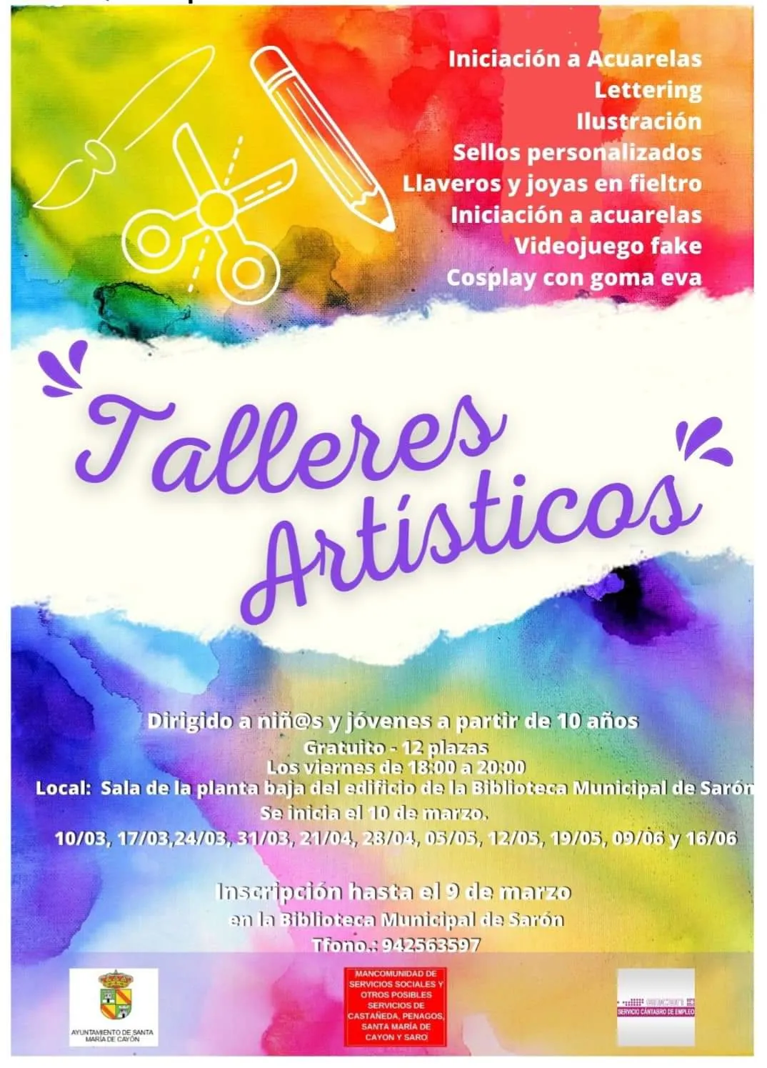 Noticias de Cantabria | El Cántabro | Abierta, hasta el 9 de marzo, la inscripción para los ‘Talleres Artísticos’ gratuitos que se celebrarán en Sarón