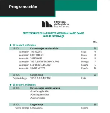  Trabajos de la Sección Paralela del Festival de Cine de Piélagos, protagonistas de la II jornada de proyecciones en la Filmoteca Regional de Torrelavega