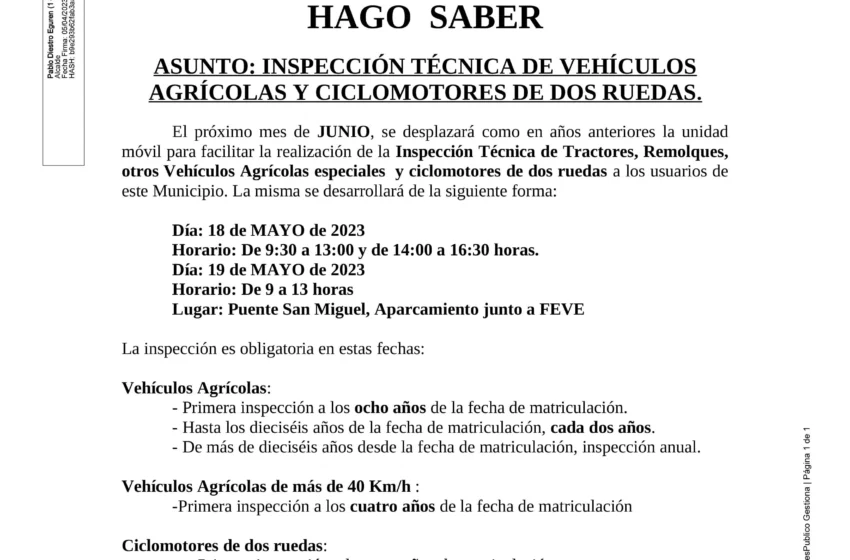 Noticias de Cantabria | El Cántabro | Inspección técnica de vehículos agrícolas y ciclomotores de dos ruedas