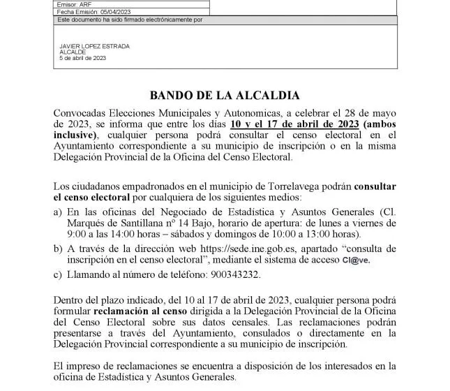 Abierto el plazo para consultar el censo electoral