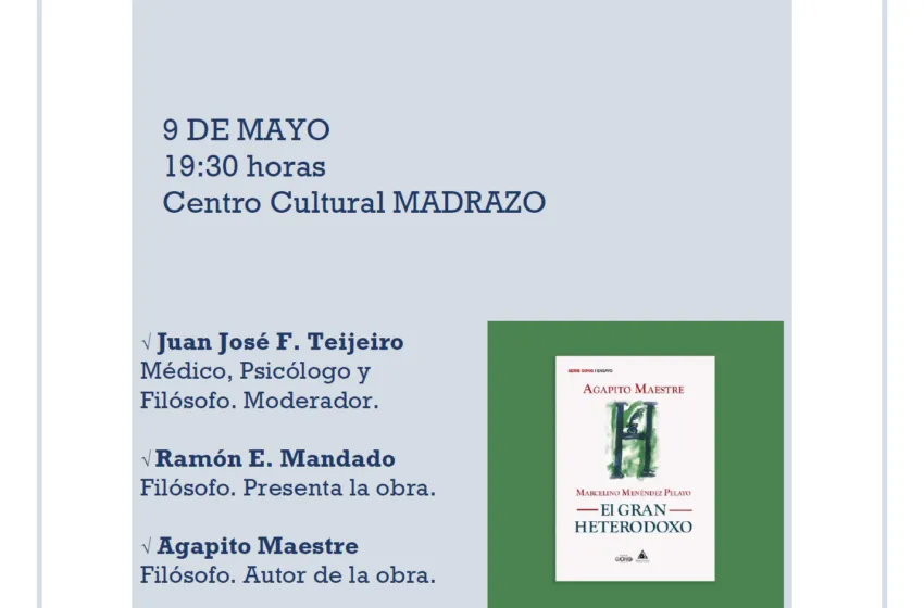  El Centro Cultural Doctor Madrazo acogerá la presentación de un libro sobre Menéndez Pelayo