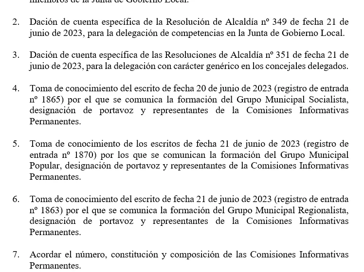  Convocatoria de pleno extraordinario junio 2023