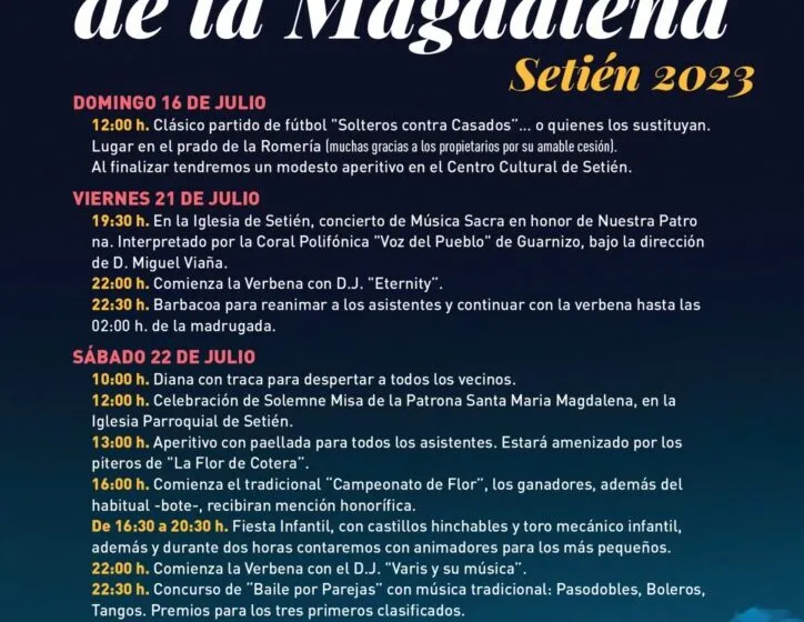  Fiestas de la Magdalena – Setién 2023