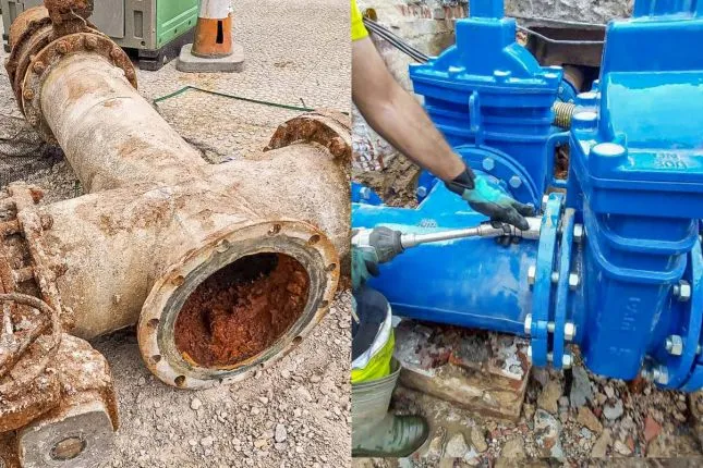  Aguas Torrelavega renueva las válvulas de la red de abastecimiento y saneamiento de la calle Julián Ceballos