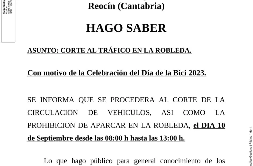  Corte de tráfico en La Robleda Con motivo de la Celebración del Día de la Bici 2023