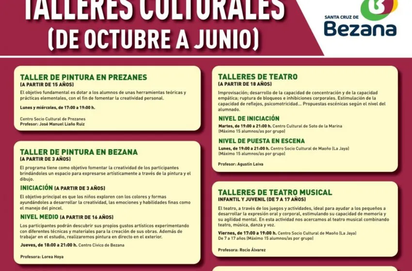 Los talleres culturales vuelven con novedades en torno a la fotografía y la pintura