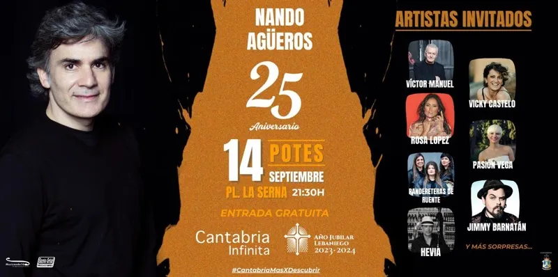 Noticias de Cantabria | El Cántabro | Nando Agüeros celebrará en Potes el Año Jubilar Lebaniego y su 25 aniversario en la música junto a Víctor Manuel, Pasión Vega, Hevia y Rosa López, entre otros