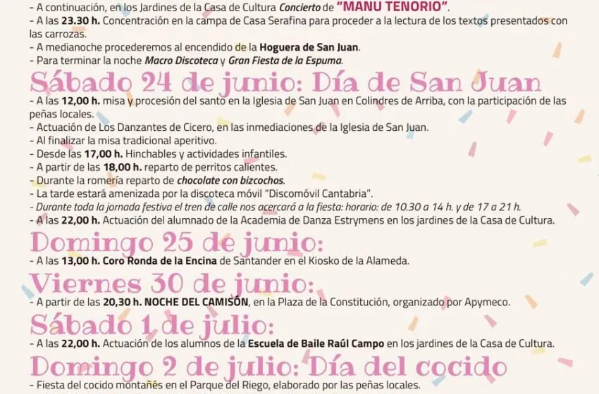 COLINDRES CELEBRA SAN JUAN CON LA ACTUACIÓN DE MANU TENORIO