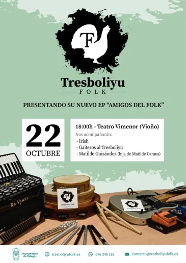 Tresboliyu Folk presentará este domingo en el Teatro Vimenor de Vioño su EP debut “Amigos del folk”