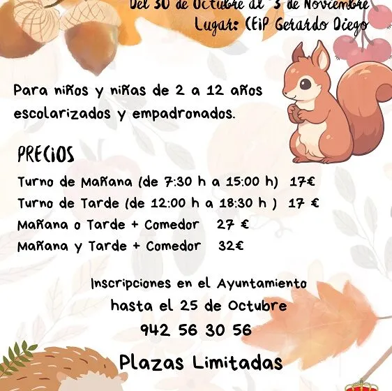  Abierto el plazo de inscripción en la Ludoteca de Otoño en el Ayuntamiento de Santa Mª de Cayón para niñ@s de 2 a 12 años