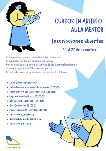 Noticias de Cantabria | El Cántabro | Abierta la inscripción en los cursos gratuitos de la Convocatoria ‘Mentor en abierto’ que podrá realizarse en el Aula Mentor de Piélagos