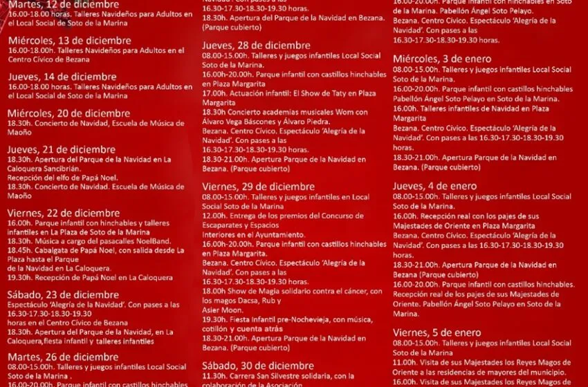  Consulta toda la programación de la Navidad en Santa Cruz de Bezana