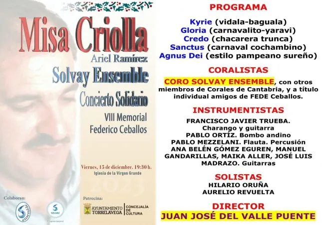  Misa Criolla de Ariel Ramírez. VIII Memorial Federico Ceballos, este viernes en la Iglesia de la Virgen Grande