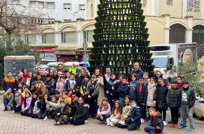 Noticias de Cantabria | El Cántabro | Ayuntamiento y Ecovidrio promueven el reciclaje en Navidad con un nuevo árbol de botellas de vidrio