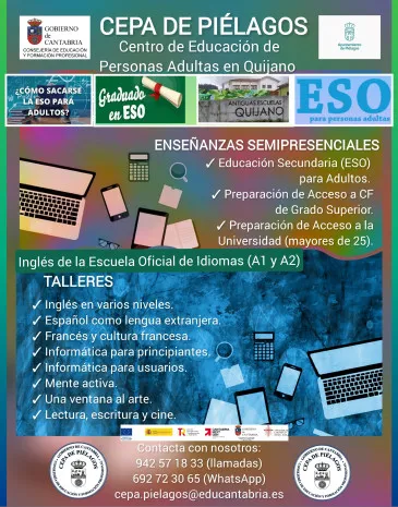Noticias de Cantabria | El Cántabro | El CEPA de Piélagos abrirá del 22 de enero al 6 de febrero el plazo de matrícula para las enseñanzas que impartirá durante el segundo cuatrimestre del curso