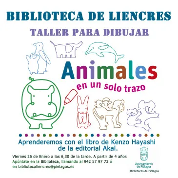 Noticias de Cantabria | El Cántabro | La biblioteca municipal de Liencres enseñará a sus jóvenes lectores a dibujar animales en un solo trazo con la ayuda del libro de Kenzo Hayashi