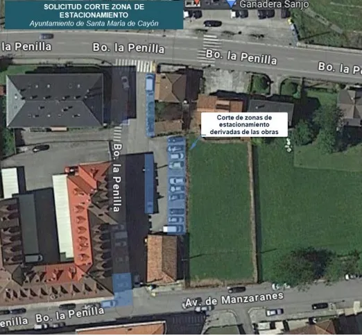 AVISO: Corte de las Zonas de estacionamiento en La Penilla, en la calle perpendicular a la Avda. Manzanares