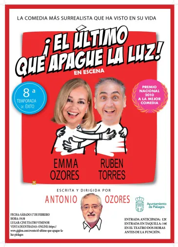  La comedia ‘El último que apague la luz’, protagonizada por Emma Ozores, recalará el sábado, 17 de febrero, en el Teatro Vimenor de Vioño