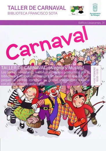  La Biblioteca municipal de Renedo celebrará el miércoles, 14 de febrero, un taller de Carnaval para disfrutar en familia