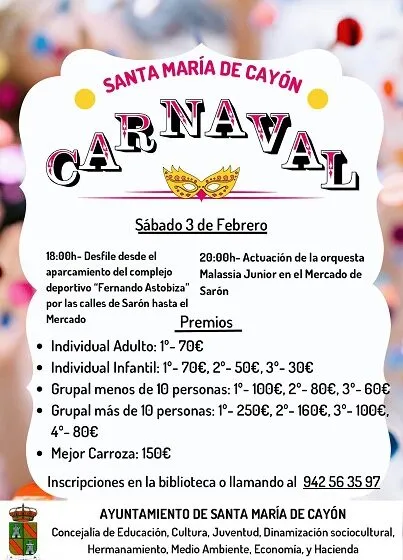  Santa María de Cayón celebra el día de carnaval con actividades pafra todos los públicos