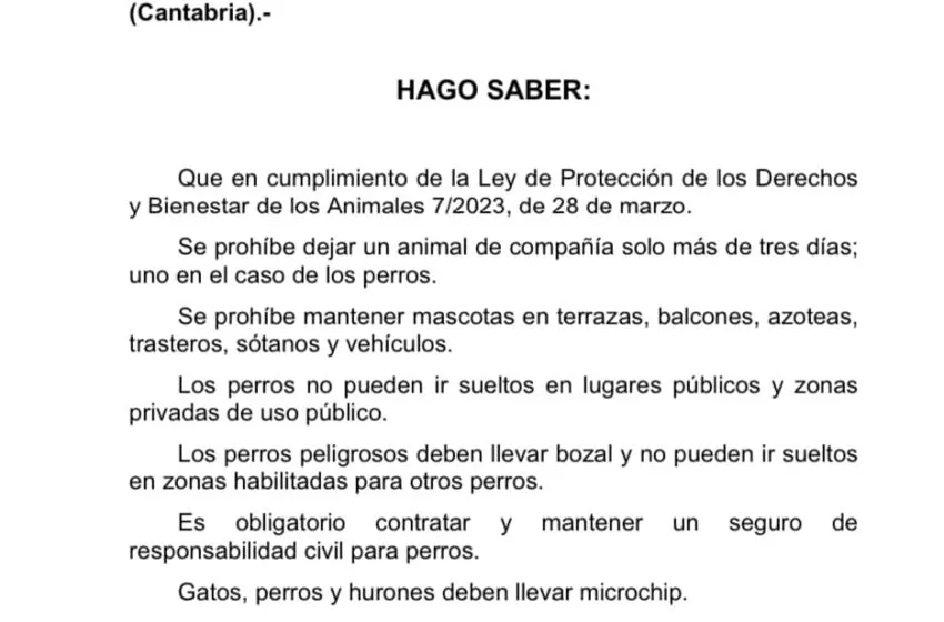  El Ayuntamiento lanza un bando con las obligaciones de los dueños de animales de compañía