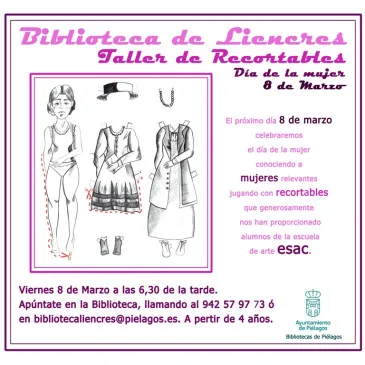 Noticias de Cantabria | El Cántabro | La Biblioteca municipal de Liencres se sumará a la celebración del #8M con un taller infantil de recortables de mujeres relevantes