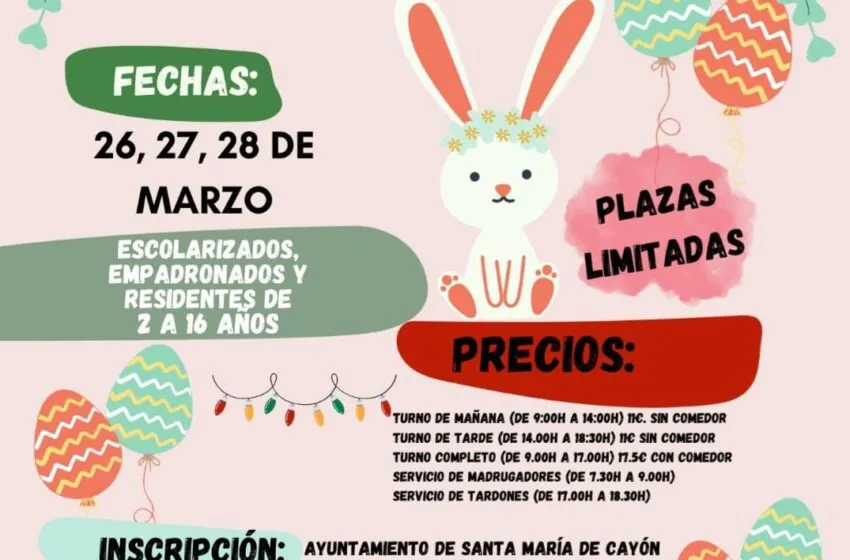  Abierto el plazo para la Ludoteca Semana Santa 2024 en Santa María de Cayón