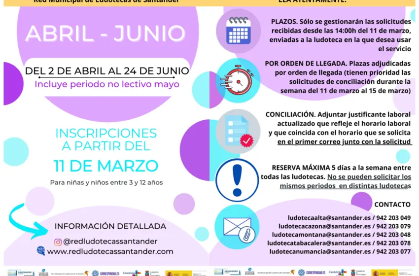  El Ayuntamiento abre el lunes 11 la inscripción para el segundo trimestre en las ludotecas