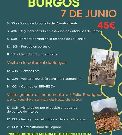  El Ayuntamiento organiza una excursión a Burgos el 7 de junio