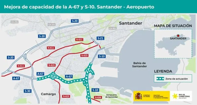 Noticias de Cantabria | El Cántabro | Transportes somete a información pública el proyecto de trazado para aumentar la capacidad de la A-67 y la S-10 en Santander
