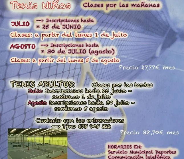  Abierto el plazo de inscripción para los cursos de verano de la EDM de tenis
