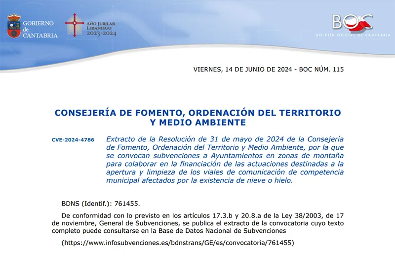  Fomento convoca ayudas para la apertura y limpieza de viales en los ayuntamientos de zona de montaña