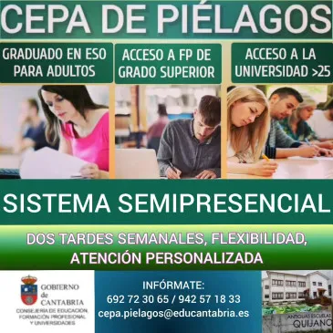 Noticias de Cantabria | El Cántabro | Abierto hasta el 12de julio el primer periodo de matrícula para las enseñanzas semipresenciales que el CEPA de Piélagos impartirá durante el curso 2024-2024