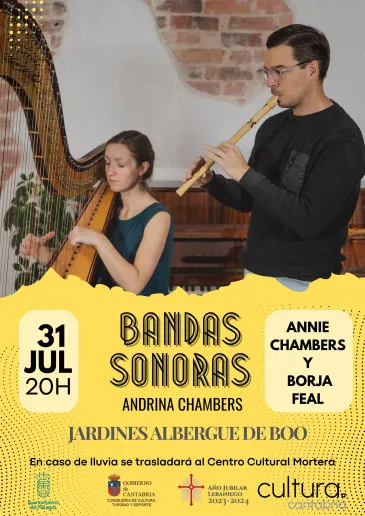 Noticias de Cantabria | El Cántabro | Annie Chambers y Borja Feal interpretarán este miércoles en los jardines del albergue municipal de Boo un recital de música de película con arpa y flauta