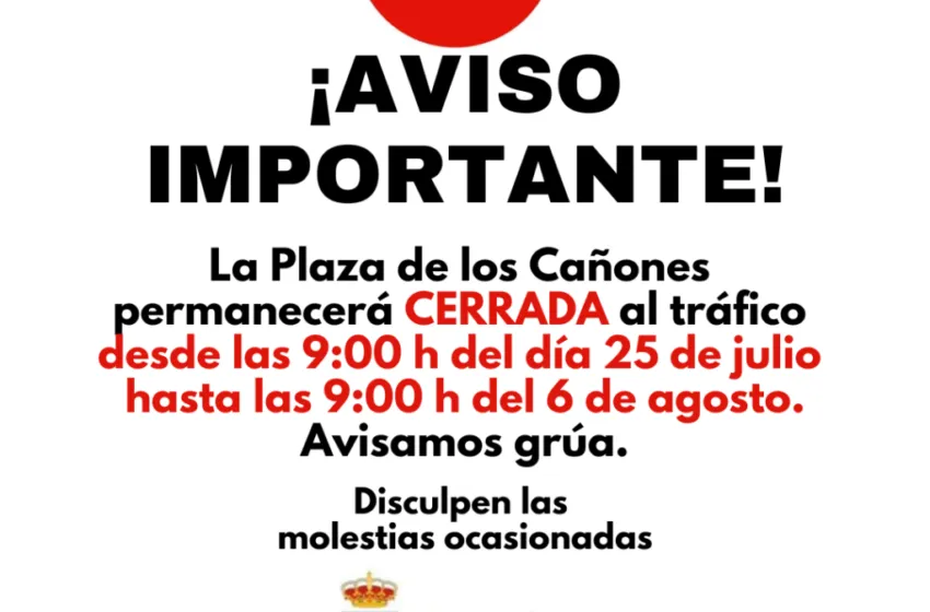  Aviso de cierre temporal del tráfico por la celebración de las fiestas
