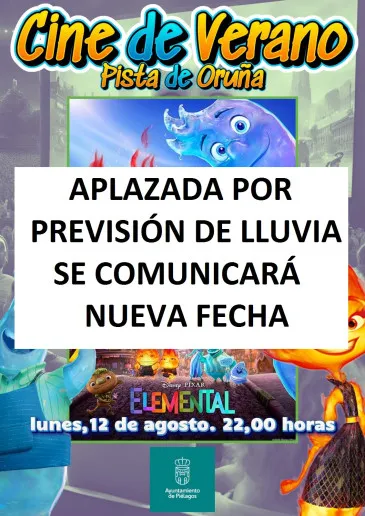 Noticias de Cantabria | El Cántabro | Aplazada por previsión de lluvia la proyección de ‘Elemental’ prevista por el Ayuntamiento de Piélagos para este lunes en Oruña