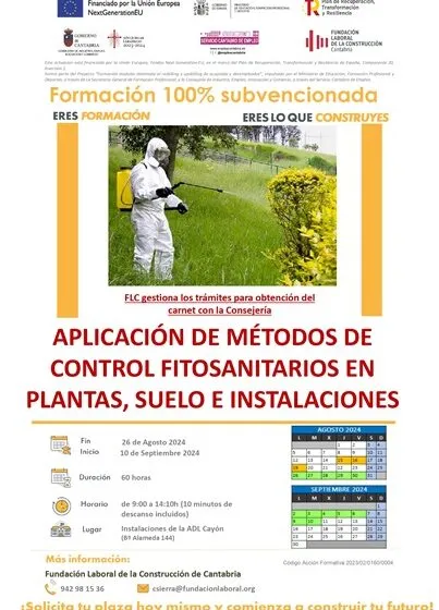  Abierto el plazo de inscripción del curso de Aplicación de Métodos de Control Fitosanitarios en Plantas, Suelo e Instalaciones