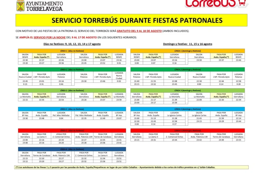 Noticias de Cantabria | El Cántabro | Torrebus gratuito durante La Patrona y ampliación del horario nocturno
