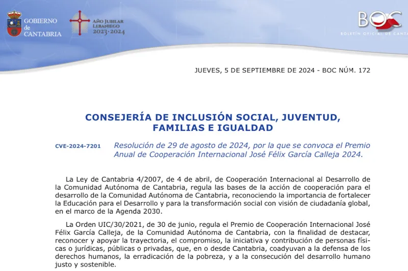 Noticias de Cantabria | El Cántabro | Cantabria convoca los Premios de Cooperación Internacional