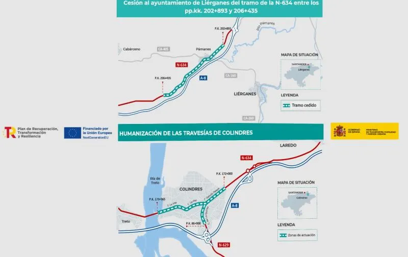 Noticias de Cantabria | El Cántabro | Transportes cede a Colindres tramos de N-634 y N-629 tras invertir 530.000 euros en su integración urbana