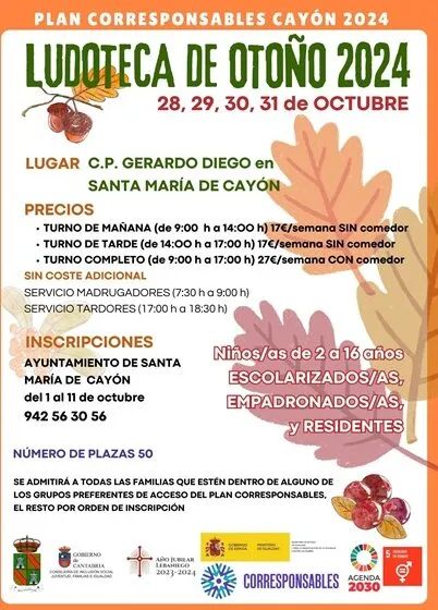  Ludoteca de Otoño en Cayón 2024, del 28 al 31 de octubre