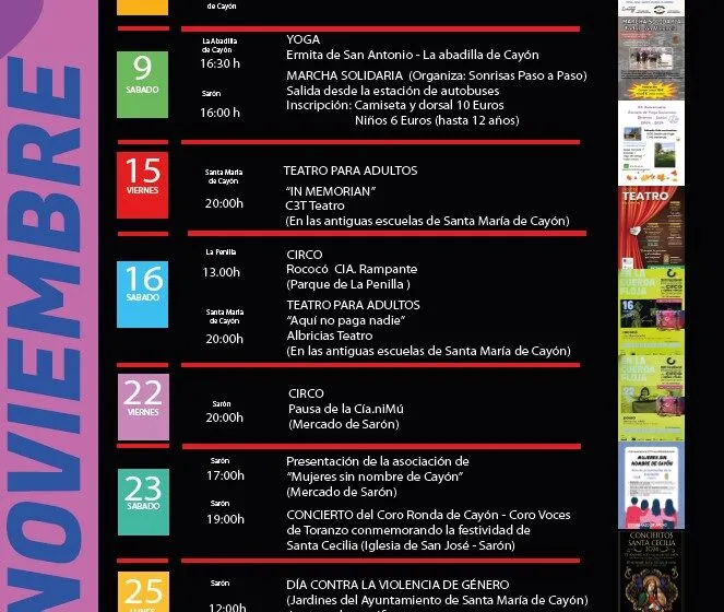  Agenda Cultural de noviembre en el municipio de Santa María de Cayón: Ocio, cultura y entretenimiento