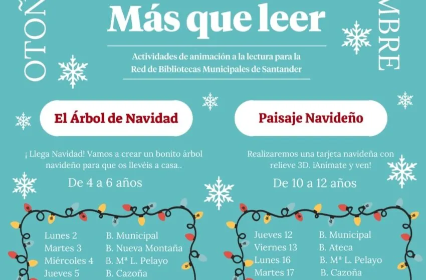  ‘Más que leer’ propone un diciembre de actividades navideñas en las bibliotecas santanderinas