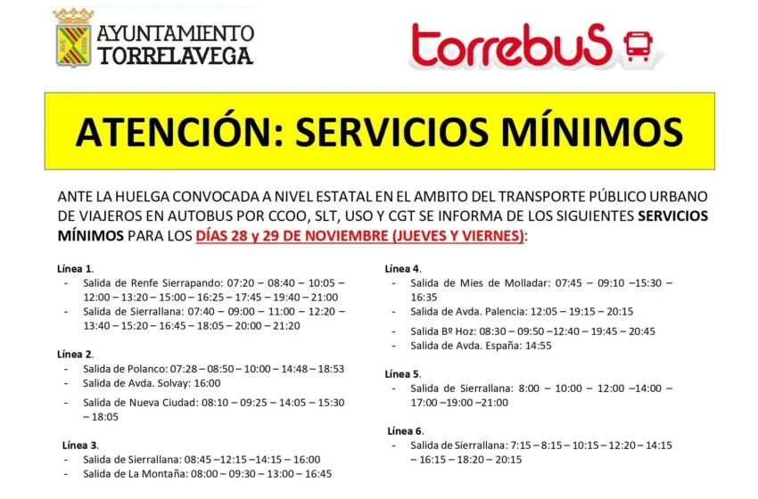 Noticias de Cantabria | El Cántabro | Servicios mínimos del Torrebus ante la huelga convocada a nivel estatal para el 28 y 29 de noviembre