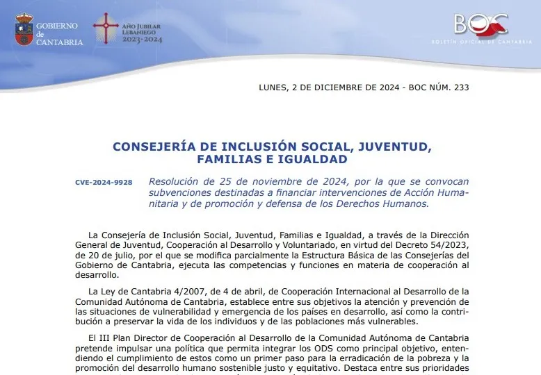  Inclusión Social destina 440.000 euros para subvencionar intervenciones de acción humanitaria y de promoción y defensa de los derechos humanos